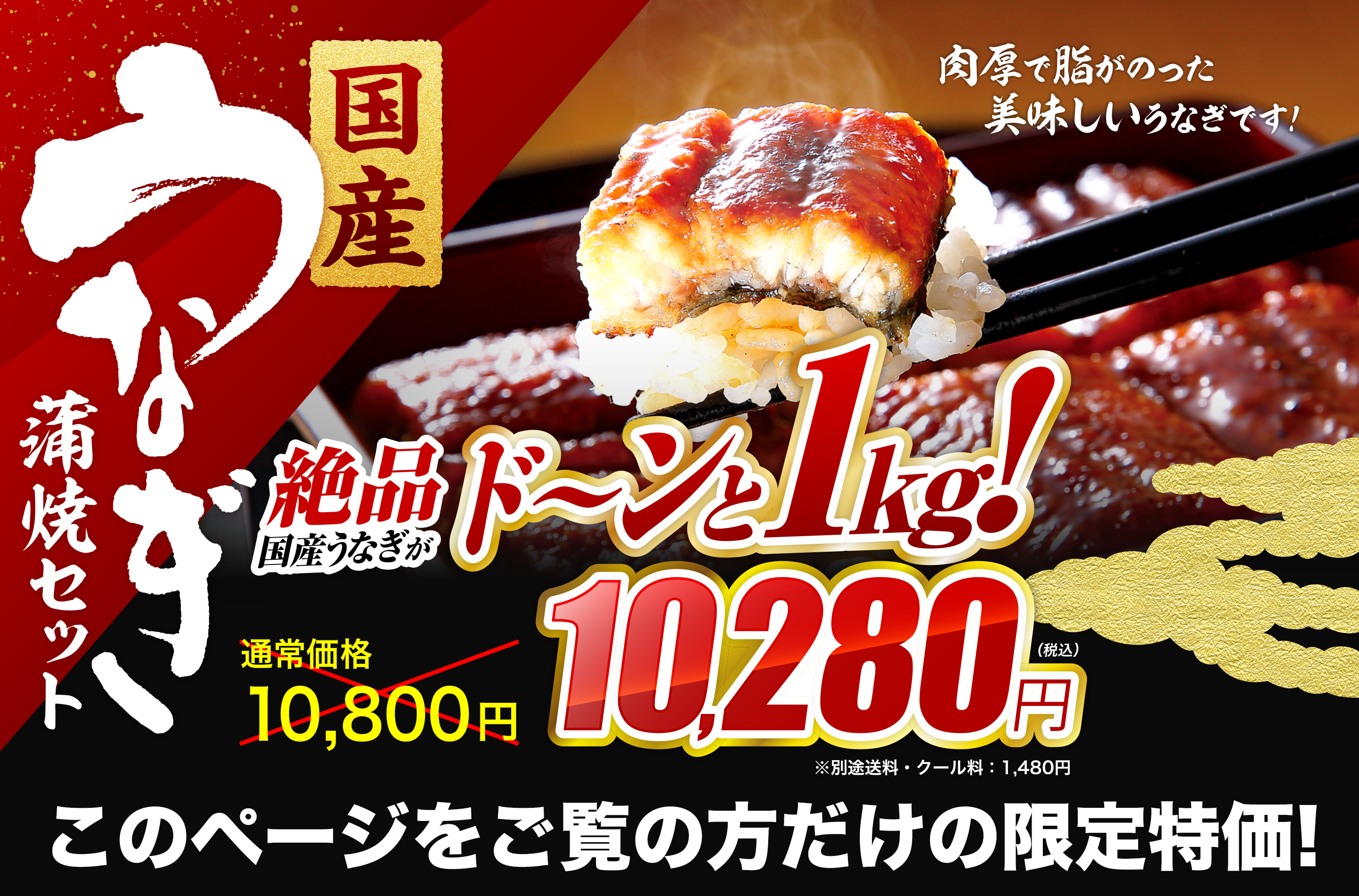 4月28日（月）は土曜丑の日　国産うなぎ蒲焼セット　1kg 10,000円